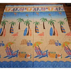 Beach Tropical Fabric Shower Curtain Palm Trees Flip Flops Kites Mainstays